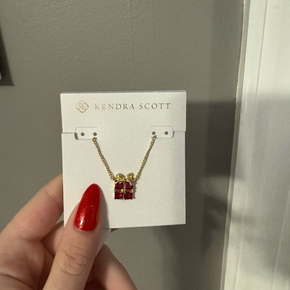 Kendra Scott Gold Necklace with Red Gift Pendant - Picture 3 of 5